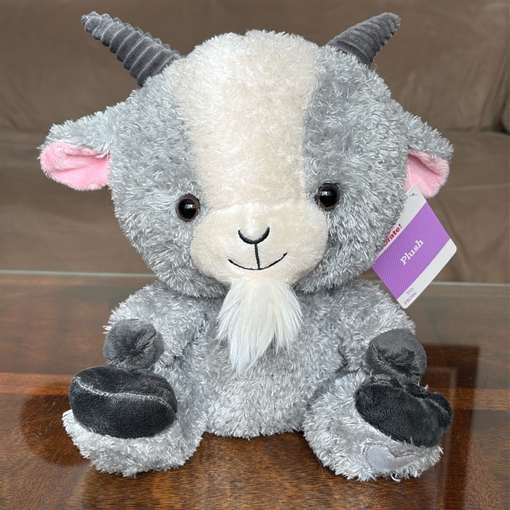 Adorable Gray White Goat Plush Farm Barnyard Barn Animal Toy Way To Celebrate